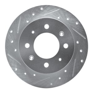 Kia Spectra5 Brake Rotor (1) - Rear Left - R1 Concepts - Drilled & Slotted - Silver - `04-`09